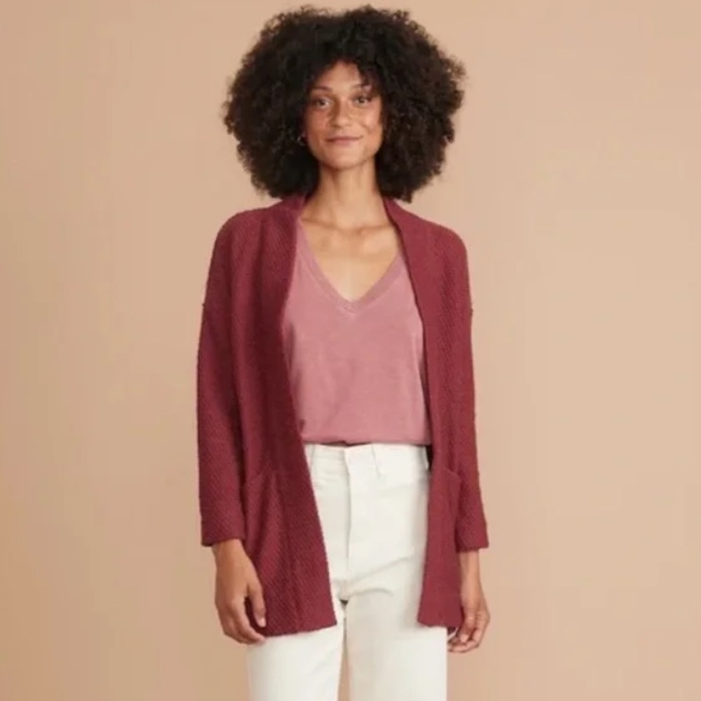 Marine Layer Women’s Birdseye in Rhododendron Cardigan Sweater Sz M